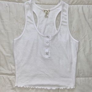 Cropped white tank top